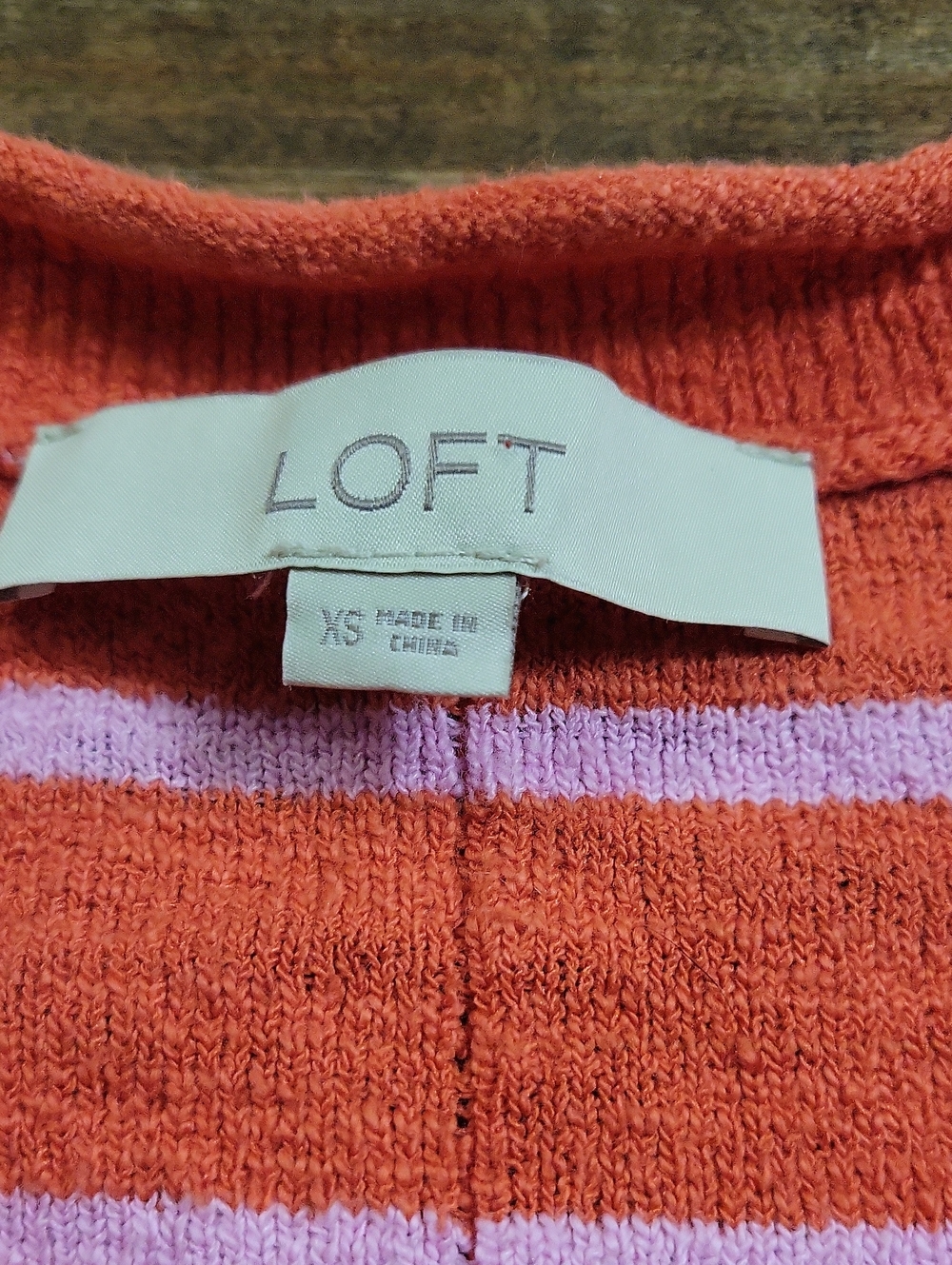 LOFT Coral Pink Striped V-Neck Button Sweater Size XS - Picture 3 of 15